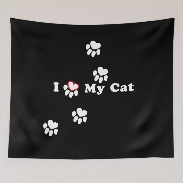 Item preview, I LOVE MY CAT Cat Paw Print Tracks designed and sold by SubtleSplit.