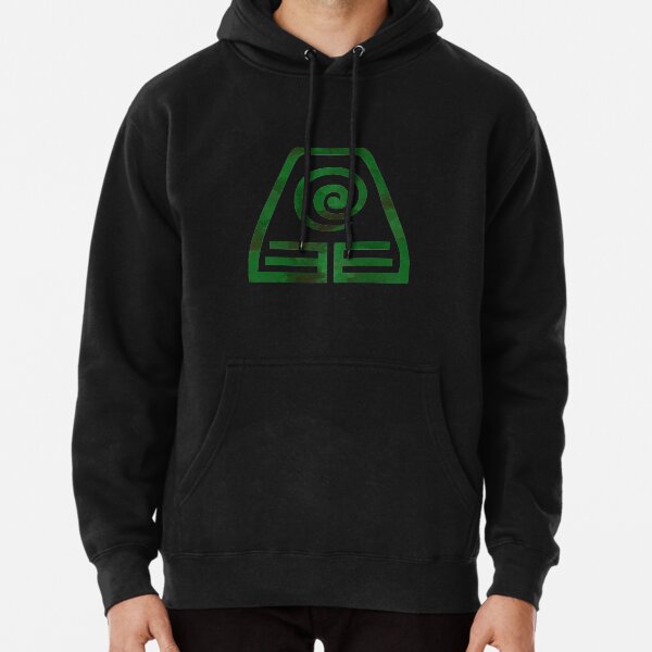Watercolor Earth Kingdom Symbol (on black) Pullover Hoodie