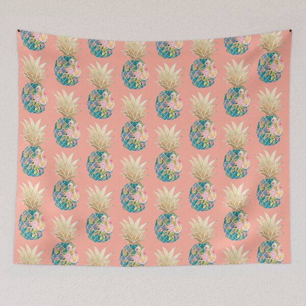 Item preview, Aloha pineapple, teal + faux gold designed and sold by PixDezines.