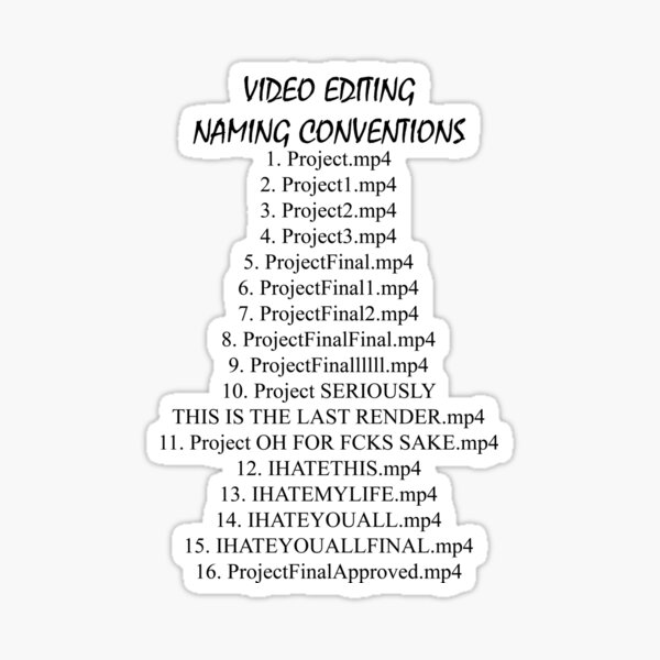 Item preview, Video Editing Naming Conventions designed and sold by GeekFuel.