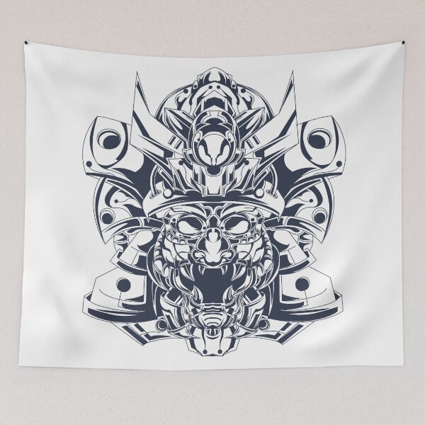 Item preview, onigaski helmet inking illustration artwork designed and sold by I'm  Redz.