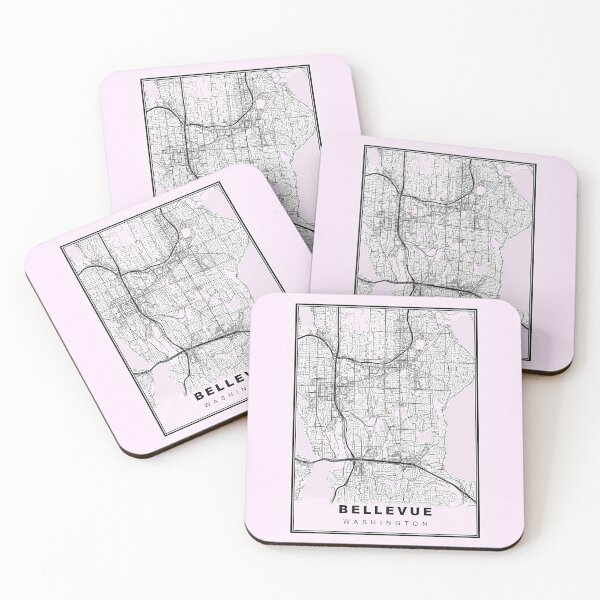 Item preview, Pastel Pink Minimalist Bellevue Map designed and sold by Tamas Das.