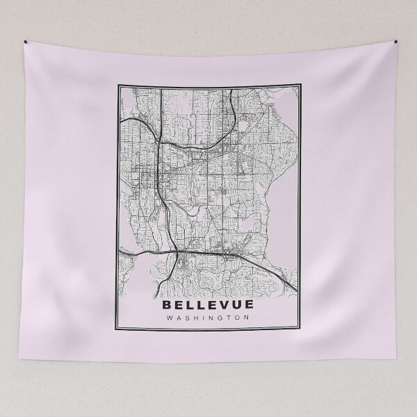 Item preview, Pastel Pink Minimalist Bellevue Map designed and sold by Tamas Das.