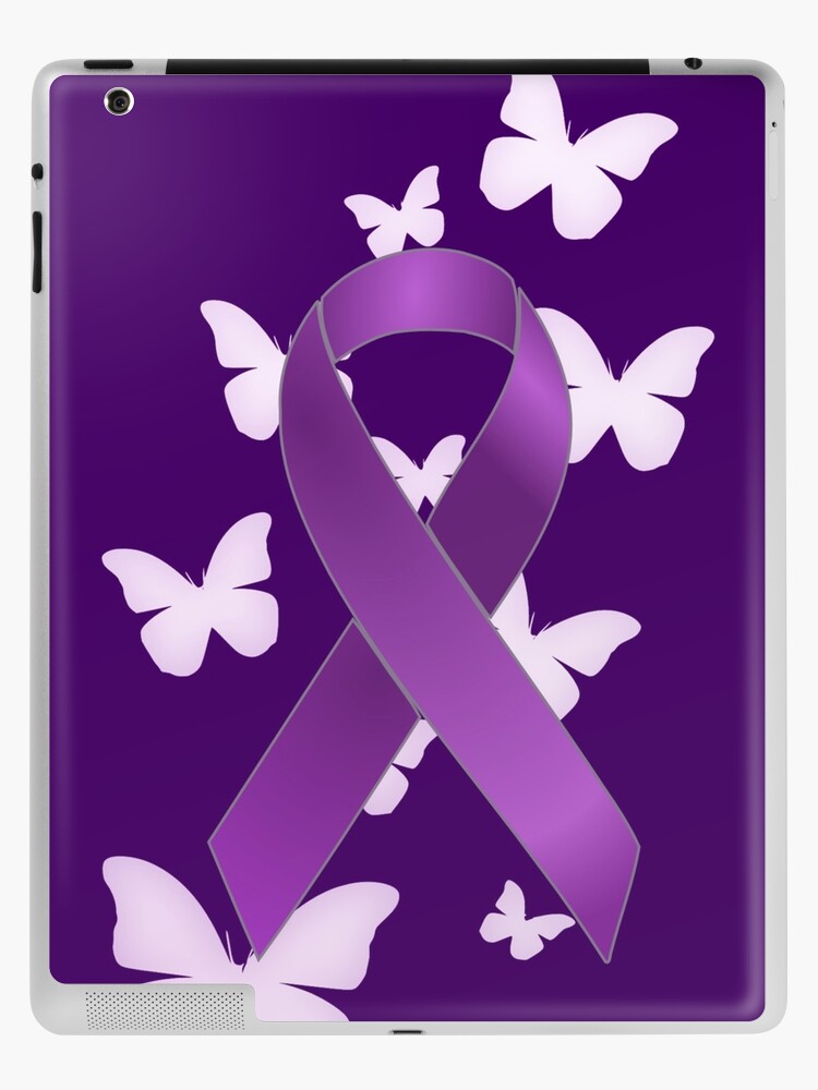 Purple Awareness Ribbon with Butterflies by Alondra, Redbubble