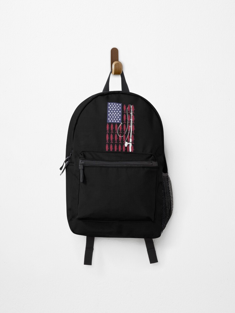 American Flag Fish Fisherman USA 4th of July Funny Fishing For Men Women  Backpack for Sale by JooArtPrints
