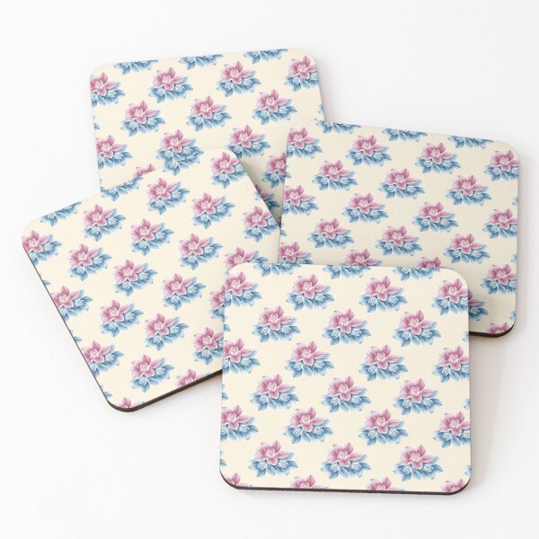 Item preview, Bright pink and blue flower pattern designed and sold by Trianglegreen.