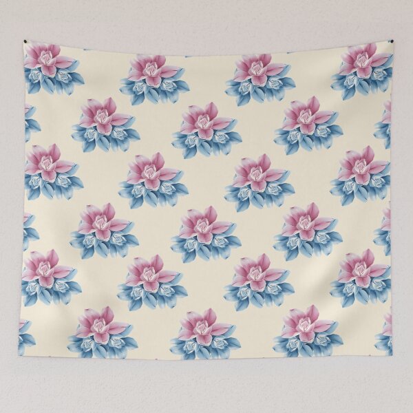 Item preview, Bright pink and blue flower pattern designed and sold by Trianglegreen.