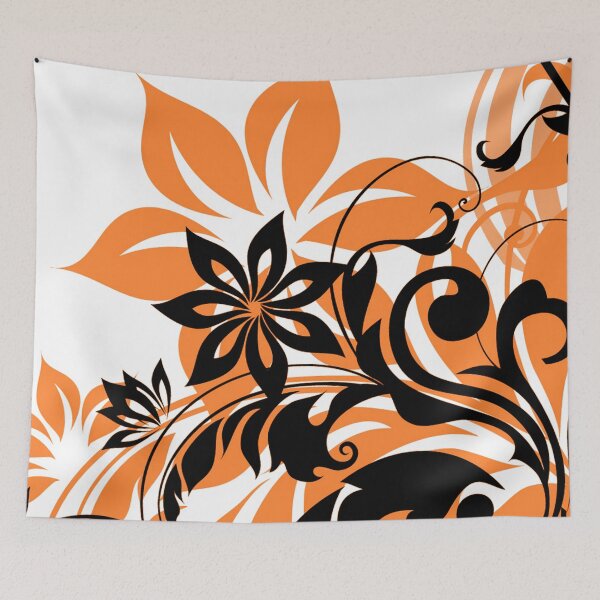 Item preview, Orange black floral Art  designed and sold by Tshirtstory.