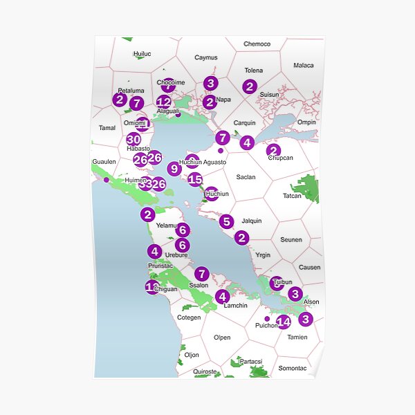 San Francisco Bay Area Shellmounds Map Native Land Version Poster