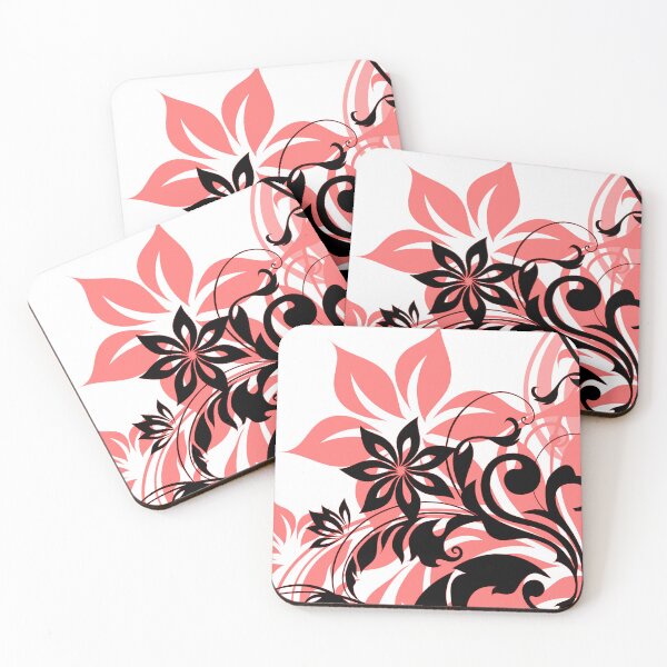 Aperçu de l'œuvre Art floral noir saumon créée et vendue par Tshirtstory.