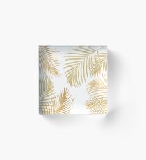 Gold Palm Leaves on white Acrylic Block