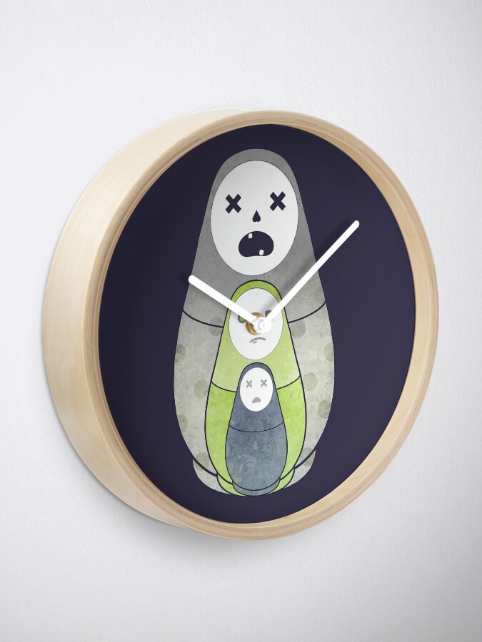 Alternate view of Zombie nesting dolls Clock