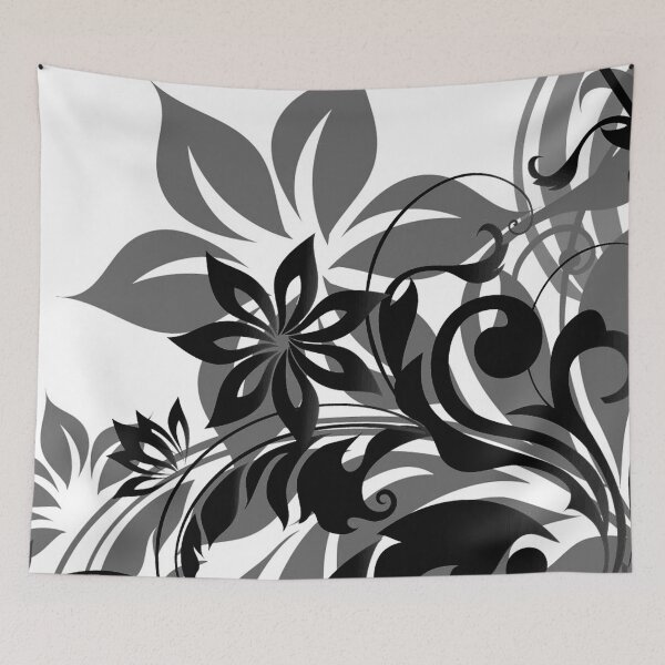 Item preview, Black Grey Floral Art  designed and sold by Tshirtstory.