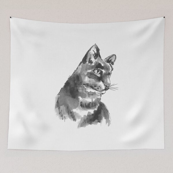 Item preview, Cat Portrait in Ink and Wash Technique designed and sold by HeartwoodStudio.