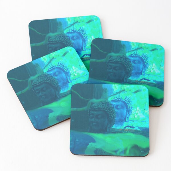 Item preview, Two Budha Faces in Green and Blue designed and sold by Viktoria-JaiHo.