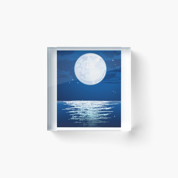 Item preview,  cool white full moon ocean clouds and stars Art designed and sold by BEAUTY ⭐⭐⭐⭐⭐.
