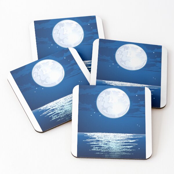 Item preview,  cool white full moon ocean clouds and stars Art designed and sold by BEAUTY ⭐⭐⭐⭐⭐.