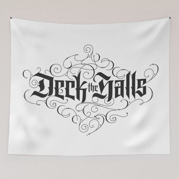 Item preview, Deck the Halls Ornate Black Elegant Lettering Christmas Carol Calligraphy designed and sold by 26-Characters.