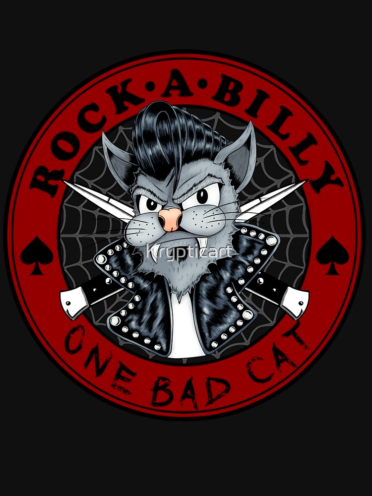 One Bad Cat Rockabilly greaser cat design Essential T-Shirt for Sale by  Krypticart