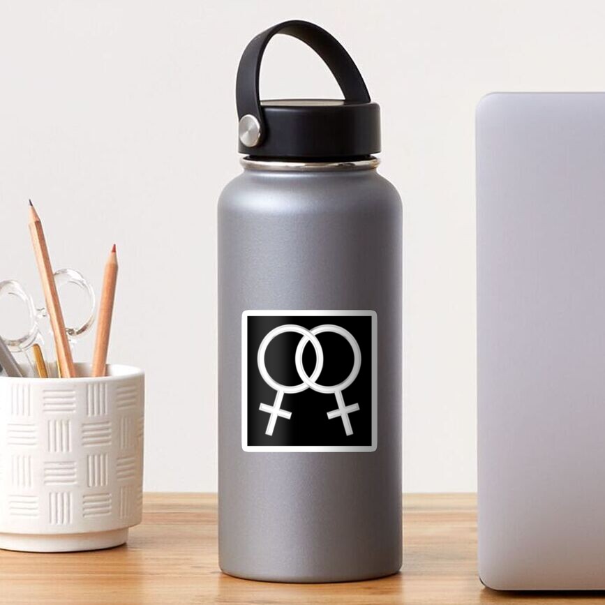 Two Interlocking Female Symbols (white design) Sticker