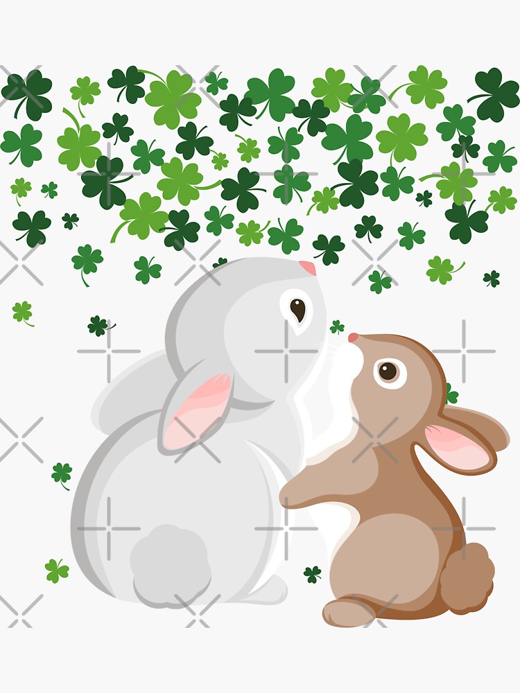"Rabbits sniff clover, bunny eats clover" Sticker for Sale by HelgaArt