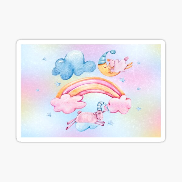 Item preview, Sleepy Sheep with a Rainbow, Moon & Stars Cute Bedtime Colors designed and sold by CLOUDREST.