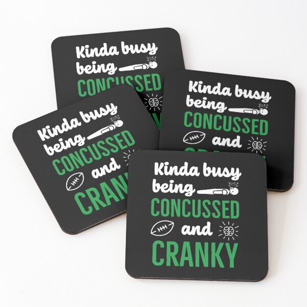 Item preview, concussion, football head injury, funny self deprecating, traumatic brain injury awareness month, TBI, concussed themed design on a T-shirt, sticker, and mug designed and sold by smichaeliv.