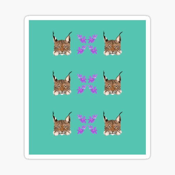 Vista previa del artículo con la obra «lince y flores», diseñado y vendido por CLBArtDesign.