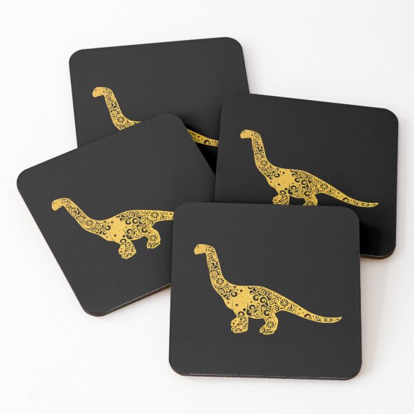 Item preview, Brontosaur Bronto Long Neck Dinosaur Gold Papercut Mandala Art designed and sold by hign.