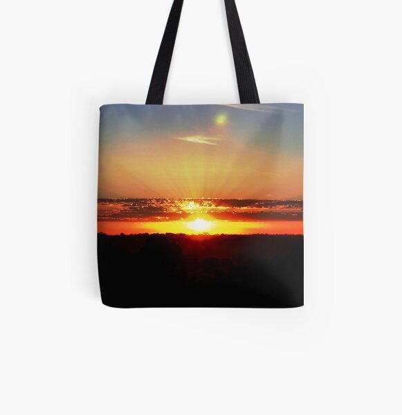 Brilliant Sunset across a Hills Landscape All Over Print Tote Bag