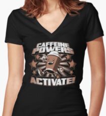 Caffeine Powers... Activate! Women's Fitted V-Neck T-Shirt