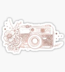 Floral Camera Pink Rose Gold Sticker