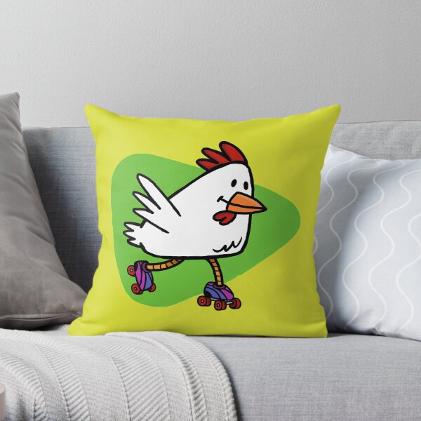 Rollerskating Chicken Throw Pillow