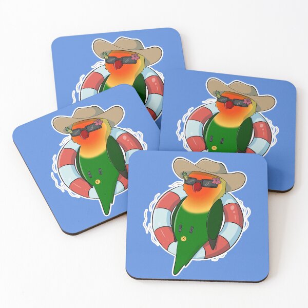 Item preview, Summer vibes Fischers lovebird floating on innertube designed and sold by Lovebirbs.