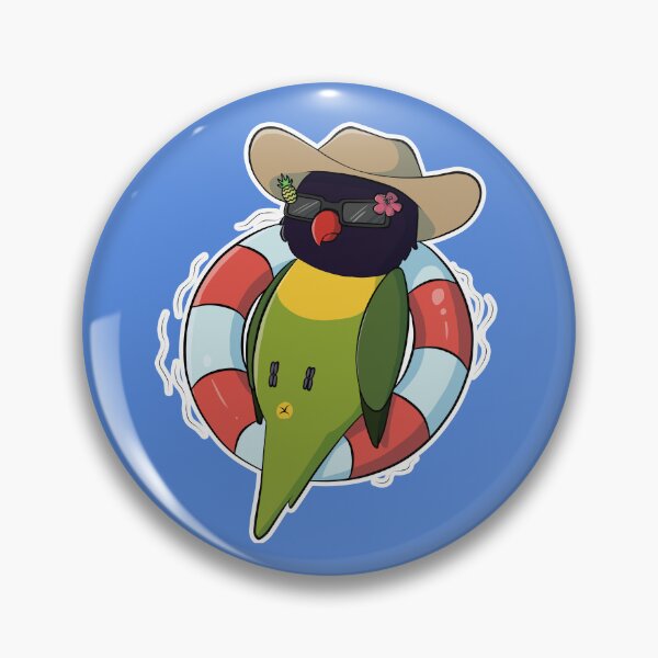 Item preview, Summer vibes masked lovebird floating on innertube designed and sold by Lovebirbs.