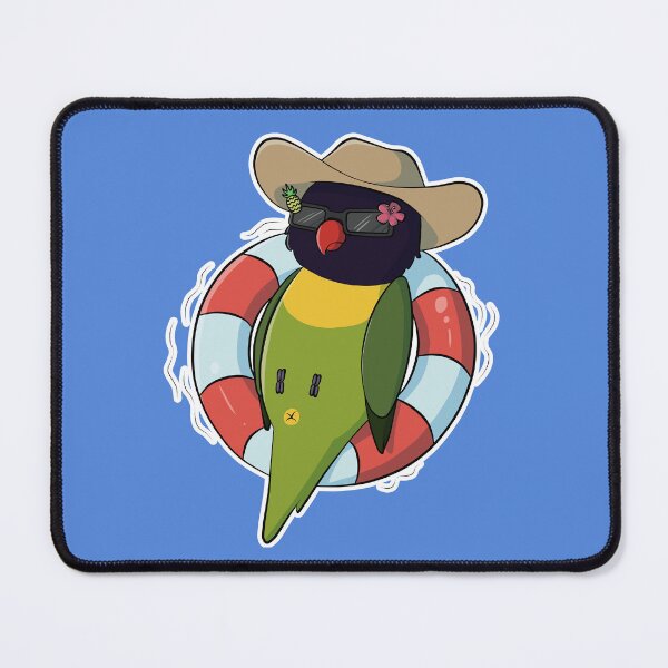 Item preview, Summer vibes masked lovebird floating on innertube designed and sold by Lovebirbs.