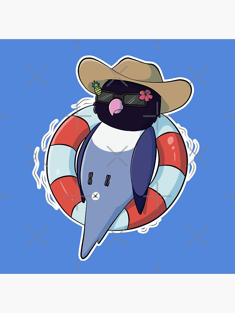 Thumbnail 5 of 5, Coasters (Set of 4), Summer vibes masked violet mutation lovebird floating on innertube designed and sold by Lovebirbs.