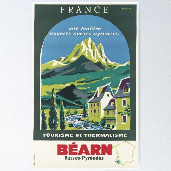 Aperçu de l'œuvre Tourisme et Thermalisme FRANCE BEARN Basses Pyrénées Vintage Travel Poster créée et vendue par retroposters.