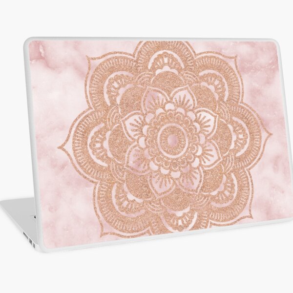 Rose gold mandala - pink marble Laptop Skin
