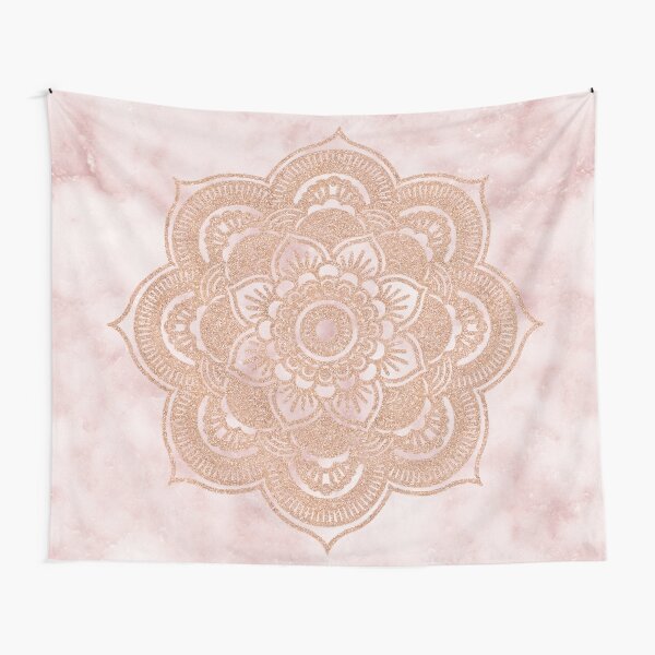 Rose gold mandala - pink marble Tapestry
