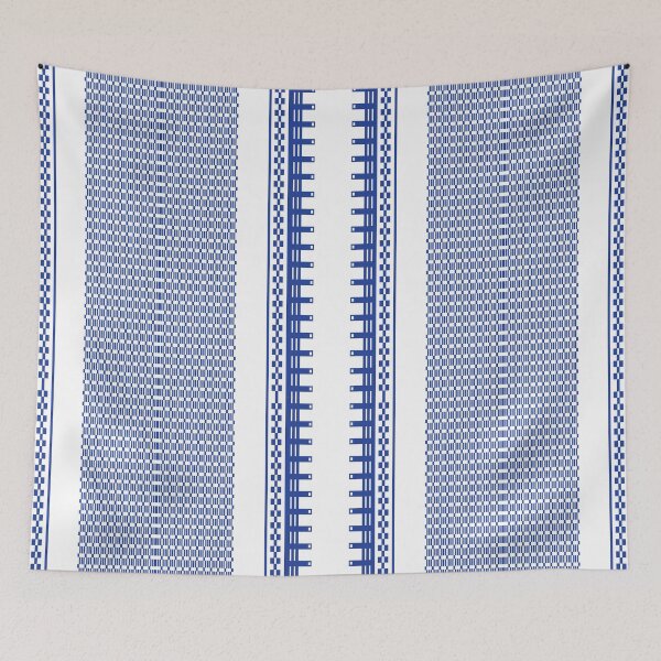 Item preview, geometric asymmetrical blue square pattern designed and sold by March Rider.