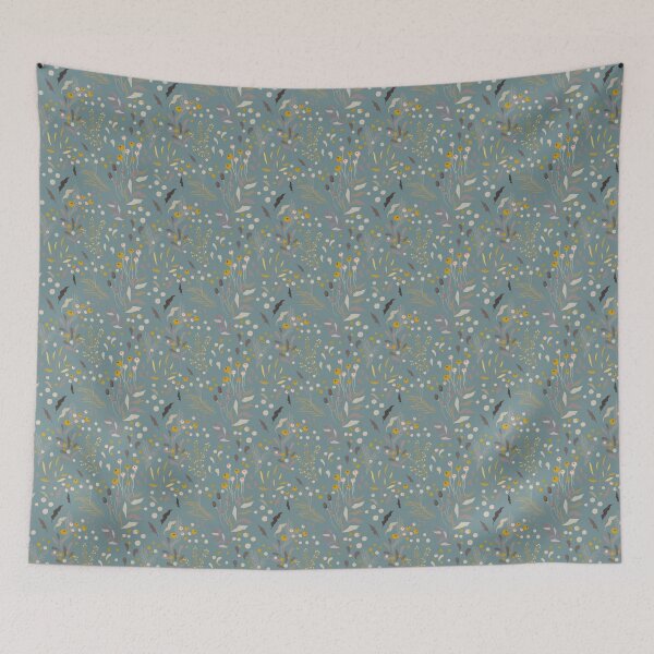 Item preview,  Floral seamless pattern, berries, petals, twigs on a colored background. designed and sold by UVI-CA.