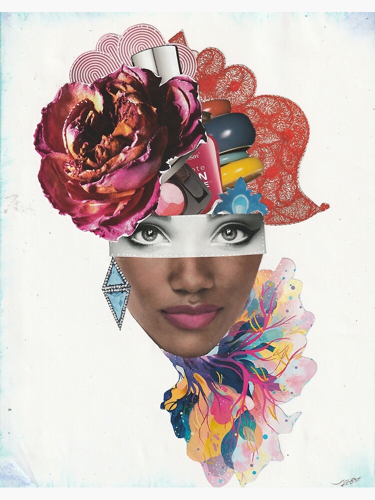 Black Woman Face Collage With Magazine Cutouts ¨Never Stop