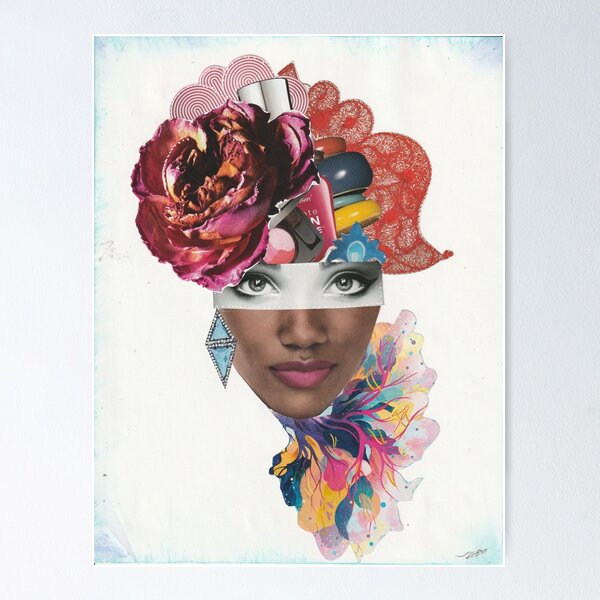 Face Collage With Magazine Cutouts,¨ Hey, Girl You Got This¨. | Poster
