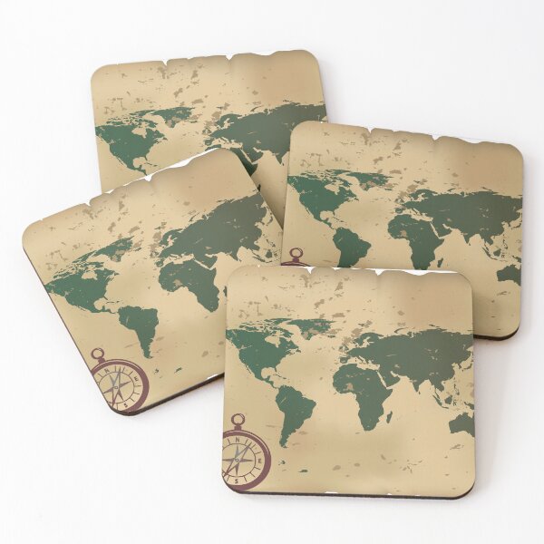 Item preview, Vintage World Map With Rustic Compass designed and sold by risingrocket.