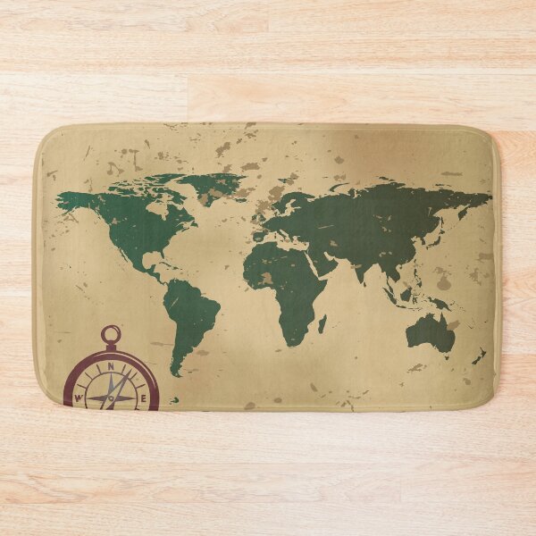 Item preview, Vintage World Map With Rustic Compass designed and sold by risingrocket.