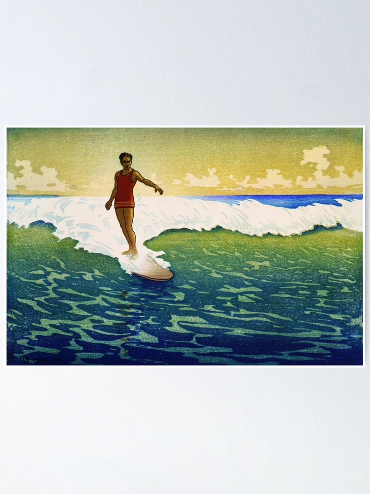 Hawaiian Surfer , Hawaii - Poster Surfing Surfing, Redbubble Duke | hawaiian Kahanamoku Vintage surfboard,The by Hawaii Sale Hawaii Poster 1918\