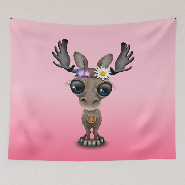 Item preview, Cute Baby Moose Hippie on Pink designed and sold by JeffBartels.