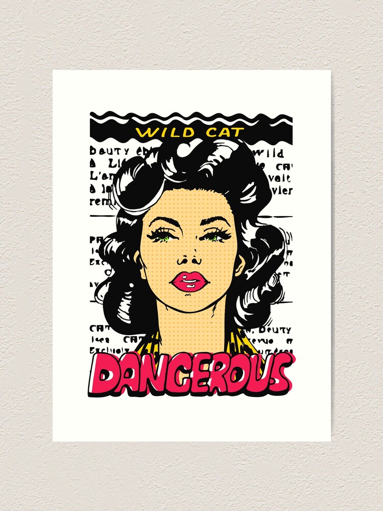 Pop Art Portrait Beautiful Black Hair Comic Girl With Red Lips Art Print For Sale By Annaruz