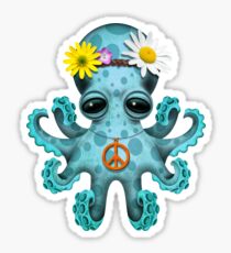 Cute Blue Baby Octopus Hippie Sticker